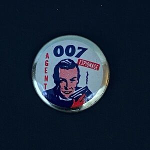 Vintage 007 James Bond Pinback Button Espionage Agent Spy 1960s